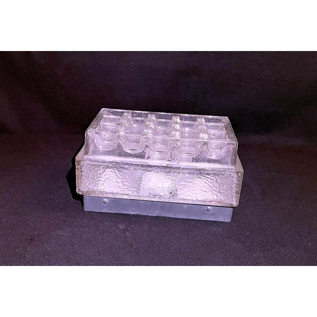 Mid 20th Century Limburg Rectangular Flush Mount Sconces, Textured Glass & Black Metal, 1970's For Sale - Image 5 of 11