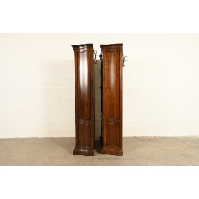 Davis Cabinet Co. French Regency Louis XVI Carved Cherry Wood Lighted Bookcases or Display Cabinets, Pair For Sale - Image 13 of 16