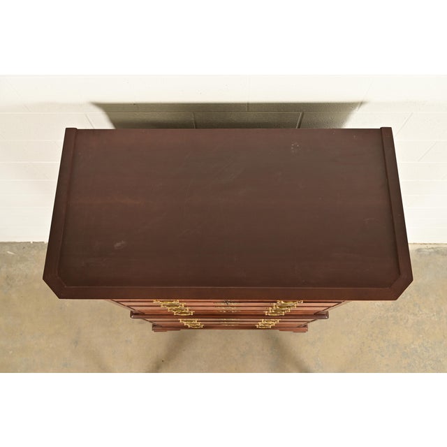 Baker Furniture Historic Charleston Chippendale Carved Mahogany and Burl Wood Eleven-Drawer Highboy Dresser For Sale - Image 12 of 14