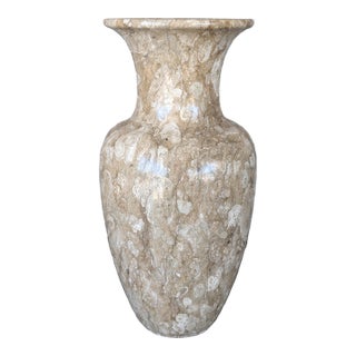 Vintage Marble Coral Stone Vase For Sale