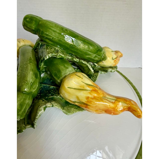 Late 20th Century Italian Bassano Del Grappa Covered Vegetable Tureen With Sculptural Zucchini & Squash Blossom For Sale - Image 9 of 14