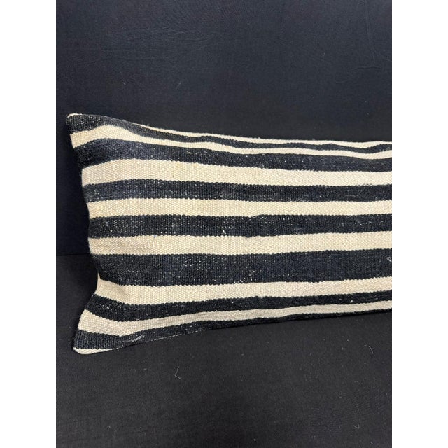 Turkish Hemp Pillow Cushion Natural Beige Black Cushion Cover 14"x40" #30475 Enhance your home decor with our Kilim Pillow...
