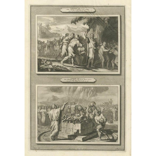 Pieter Mortier, Obadiah Hides the Prophets and Elijah on Mount Carmel, 1700, Engraving For Sale - Image 12 of 12