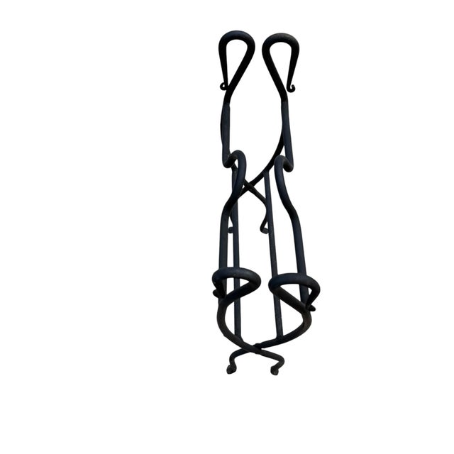 Black Wrought Iron Folding Firewood Log Holder With Scroll Handles For Sale - Image 9 of 10