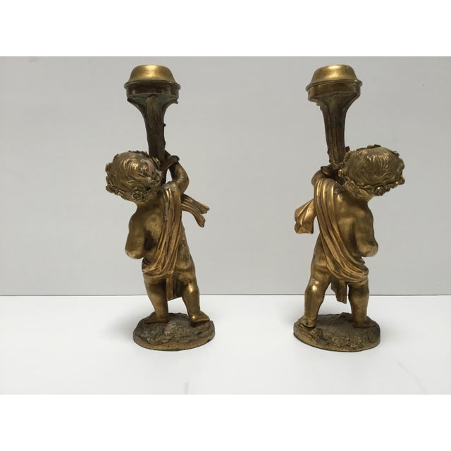 Antique French Cherub Bronze Dore Candlesticks a Pair Chairish