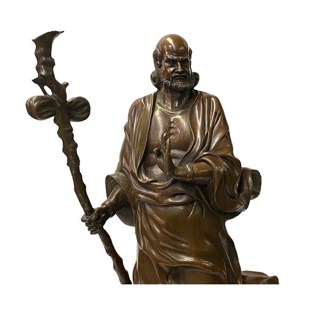 Fine Bronze Metal Zen Master Damo Bodhidharma Buddhist Monk Statue Chairish