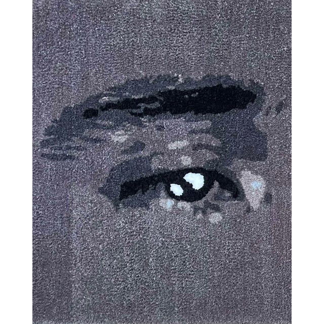 Contemporary Cedric Vu "Grwm" Horizontal Tufted Yarn Self Portrait, Face Fragments, Dark Field, Contemporary California Textile Art, Pop Art, 2025 For Sale - Image 3 of 8