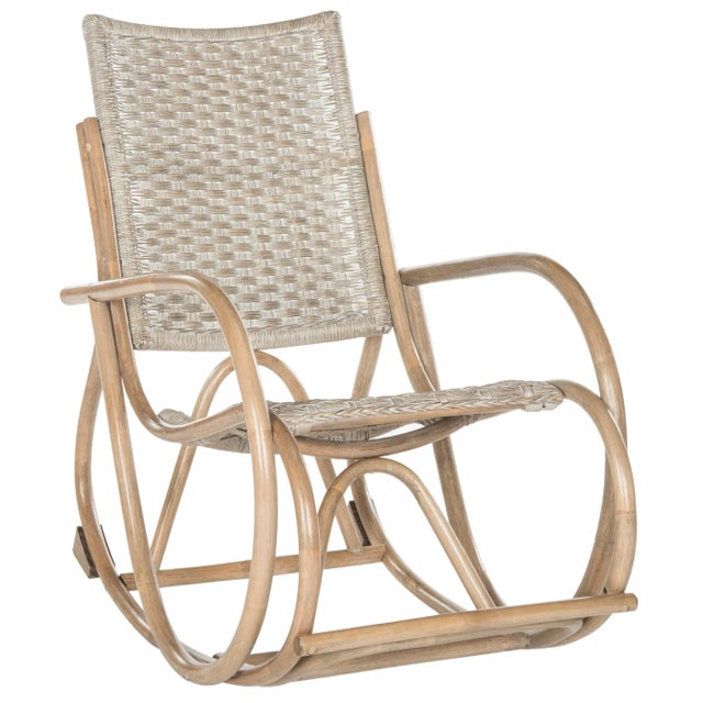 Modern Catherine Rattan Rocking Chair in Antique Grey For Sale - Image 3 of 7