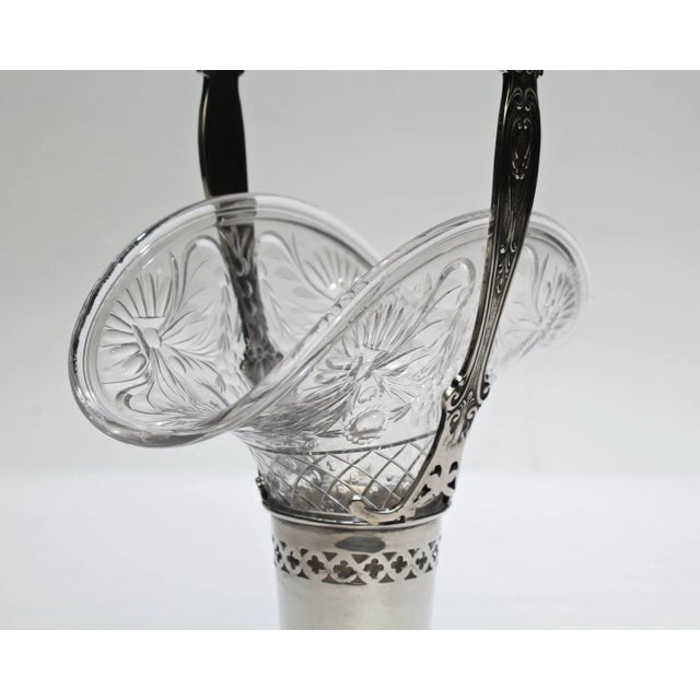 Silver Antique Gorham Sterling Silver and Cut-Glass Handled Basket For Sale - Image 8 of 11