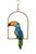 Vintage 20th century brightly painted Mexican folk art paper mache toucan and gilt metal hanging perch in the style of...