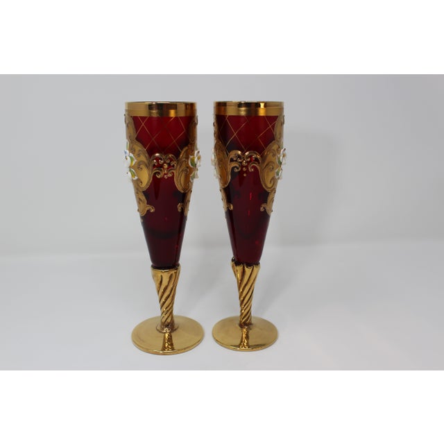 Murano Glass Champagne Glasses by Salvadori a Pair Chairish