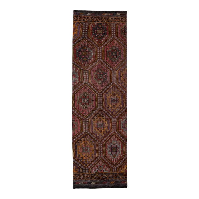 Vintage Turkish Jajim Flat Weave Runner 2'11" X 9'5" For Sale