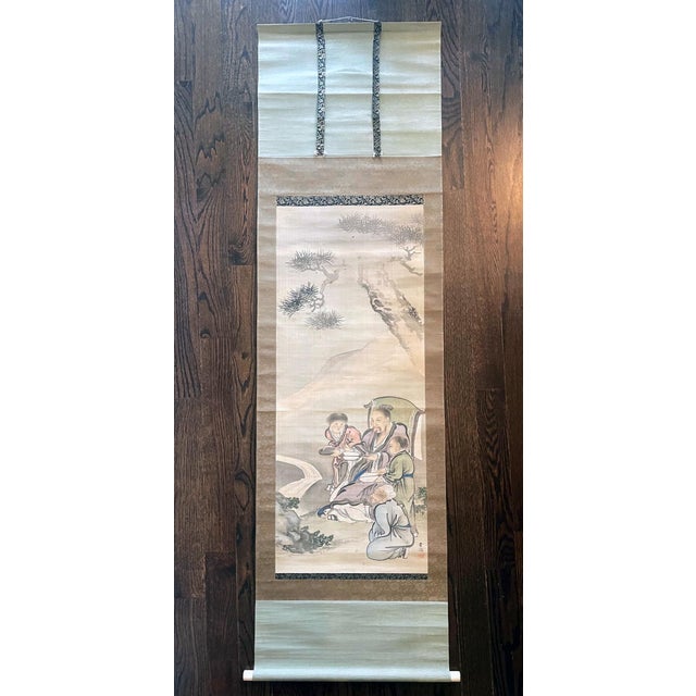 19th Century Japanese Silk Scroll by Haruki Nanmei Edo Period For Sale - Image 4 of 12