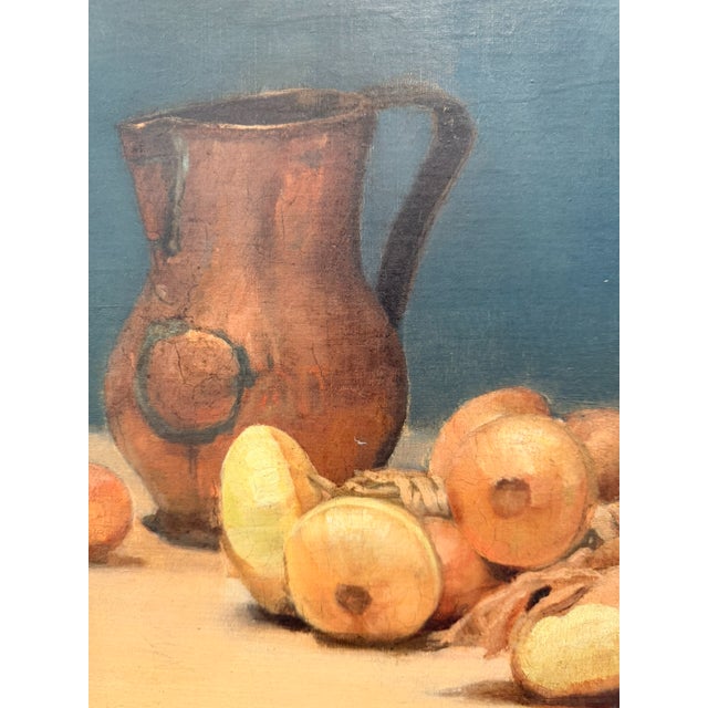 1940s Mid 20 Century American Still Life Painting With Onions, G Tracy For Sale - Image 5 of 6