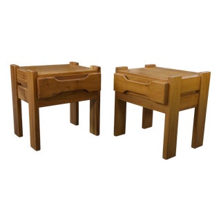 Elm Bedside Tables from Maison Regain, 1970s, Set of 2 For Sale