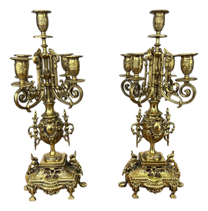 Vintage Candleholders in Brass, Set of 2