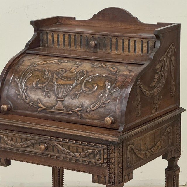 Chestnut 19th Century French Louis XVI Fruitwood Cylinder Cabinet ~ Nightstand For Sale - Image 8 of 18