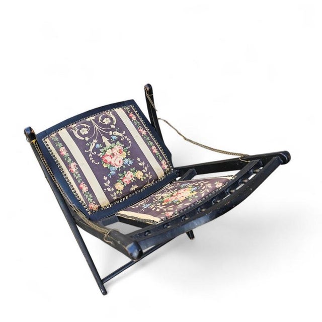 Wood Victorian Upholstered Folding Chair For Sale - Image 7 of 13