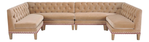 Bespoke Tufted Velvet 4-Piece Banquette Sectional Sofa 12 Ft