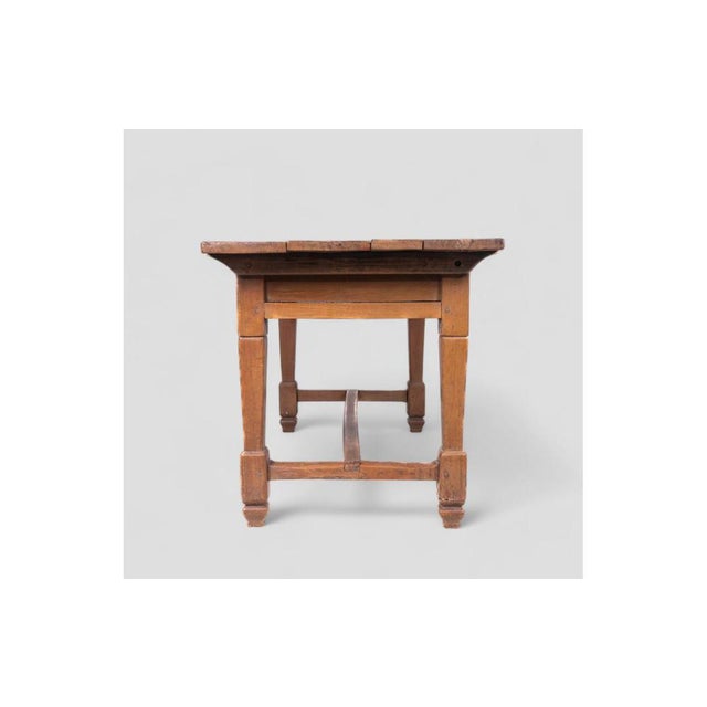 Antique Rustic Wood Table with 2 Drawers For Sale - Image 5 of 10
