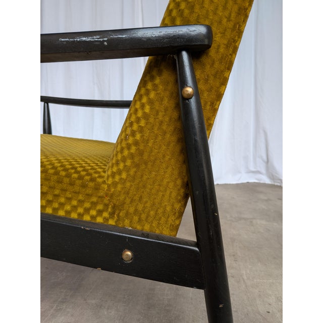 Mid-Century Modern Yellow Fabric Lounge Chair, 1970s For Sale - Image 18 of 18
