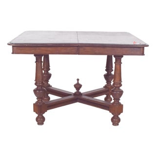 European Square Extendable Dining Table, 1890s For Sale