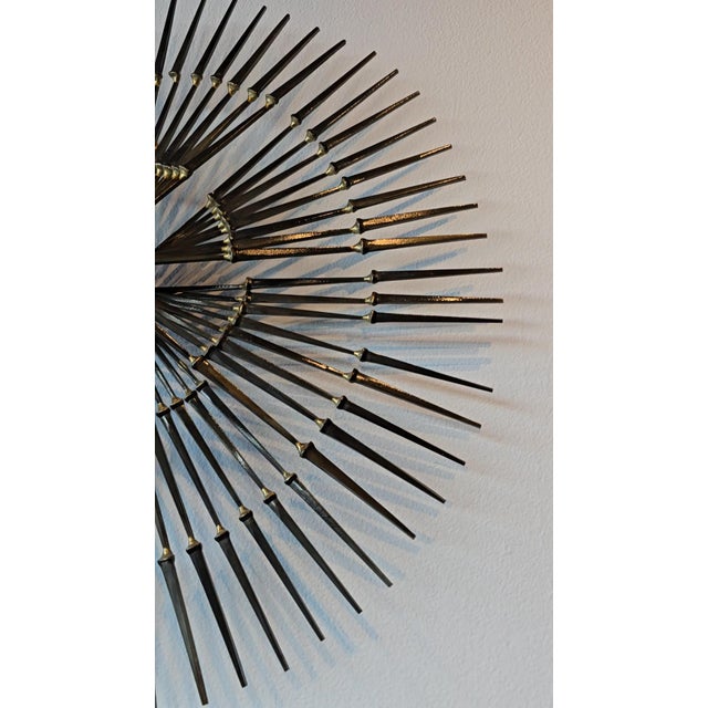 Vintage Ron Schmidt Brutalist Starburst Steel Nail Sculpture For Sale - Image 4 of 12