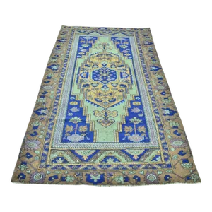 1960s Vintage Hand Knotted Distressed Rug