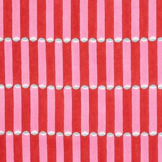 Sample - Schumacher X Molly Mahon Luna Fabric in Pink & Red For Sale