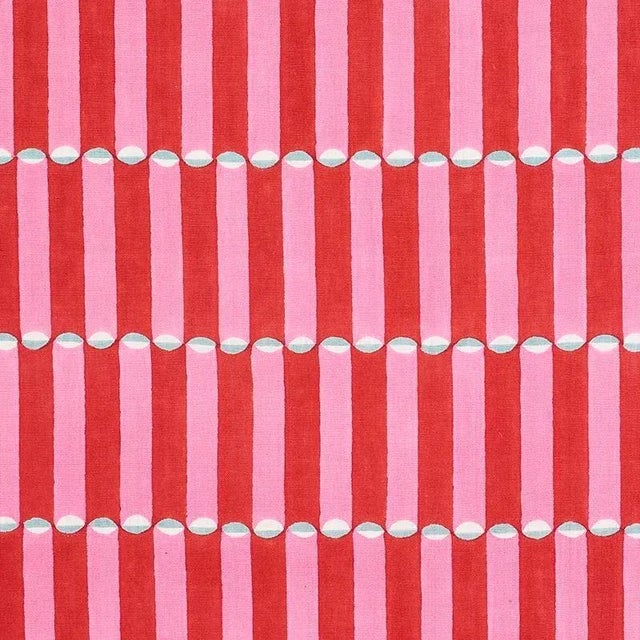 Sample - Schumacher X Molly Mahon Luna Fabric in Pink & Red For Sale