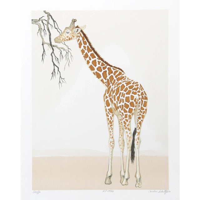 1970s "Giraffe" Lithograph by Caroline Schultz For Sale