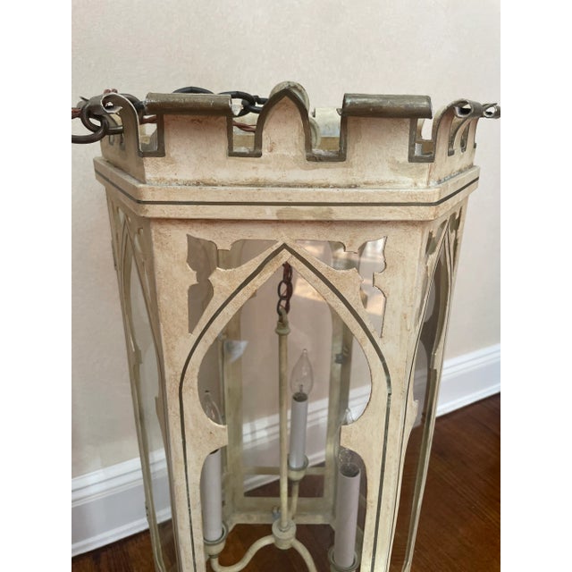 Large Gothic Painted Metal Lantern For Sale - Image 4 of 8