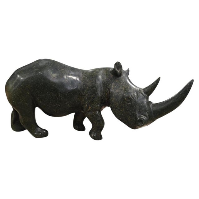 Serpentine Rhinoceros Sculpture by Lamelik, Zimbabwe, 1960s For Sale - Image 11 of 11