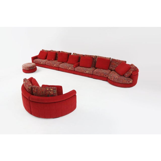 Modular Sofa in Red and Patterned Upholstery from Roche Bobois, France, 1980s For Sale - Image 15 of 18
