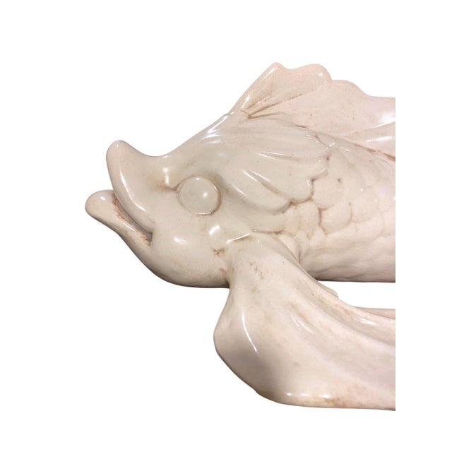 Freeman McFarlin White Pottery Fish Koi Wall Art Large 19" Mid-Century Modern Decor Rare For Sale - Image 9 of 14