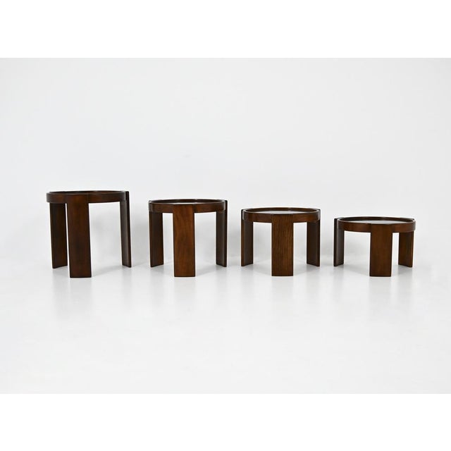 Tan Model 780 Nesting Tables by Gianfranco Frattini for Cassina, 1960s, Set of 4 For Sale - Image 8 of 11