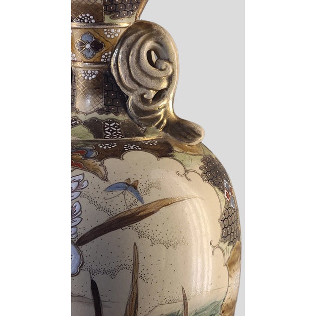 Antique Satsuma Figural Floral Palatial Size Floor Vase, Signed For Sale - Image 9 of 11