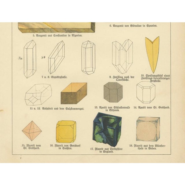 Dr. Gustav Adolph Kenngott, Mineralogy Marble, Aragonite & Fluorite, 1888, Chromolithographs, Set of 3 For Sale - Image 6 of 12