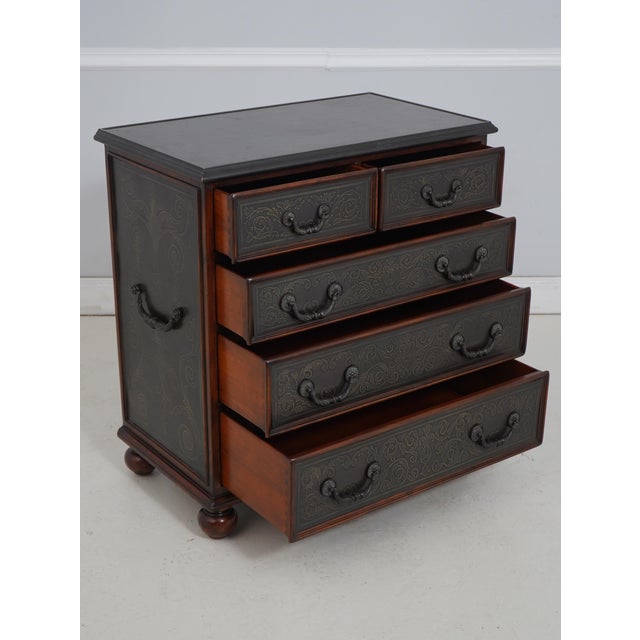 Traditional Theodore Alexander Embossed Metal Chest W. Bun Feet For Sale - Image 3 of 18