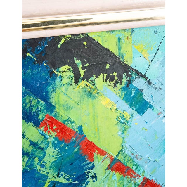 1960s Mid Century Modern Oil Painting Abstract Expressionism For Sale - Image 10 of 12