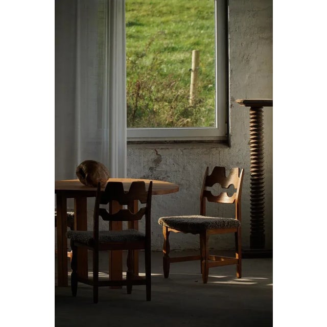 1960s Vintage Razorblade Chairs in Oak and Lambswool by Henning Kjærnulf, 1960s, Set of 6 For Sale - Image 5 of 18