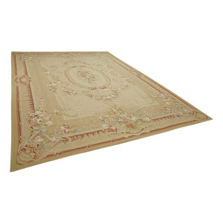 Beige Aubusson Kilim Rug, 1990s For Sale