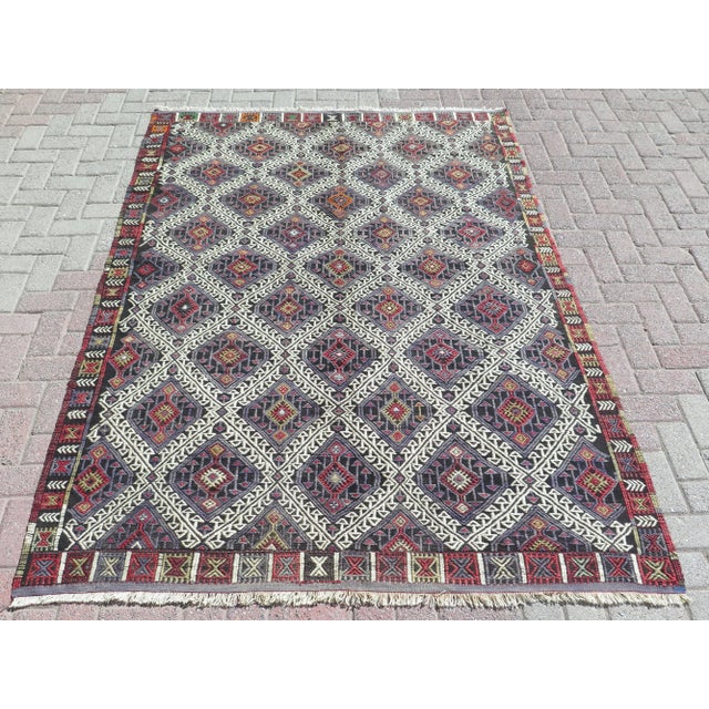 70s Turkish Handmade Aesthetic Boho Jejim Kilim Area Rugs For Sale - Image 11 of 11