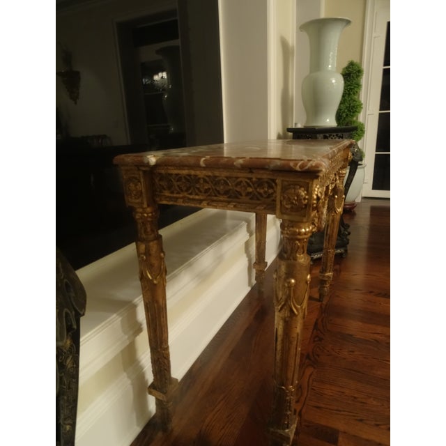 Late 18th Century Neoclassical Giltwood Console With Marble Top For Sale - Image 4 of 9