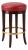 Late 20th Century Oversized Traditional Swivel Bar Stool With Red Leather Seat, Mahogany Legs & Brass-Tone Footrest Ring — 30” For Sale