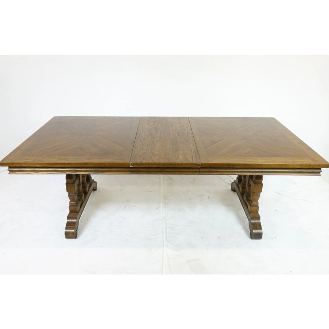 Brown 1970s Vintage Oak Dining-Room Table For Sale - Image 8 of 12