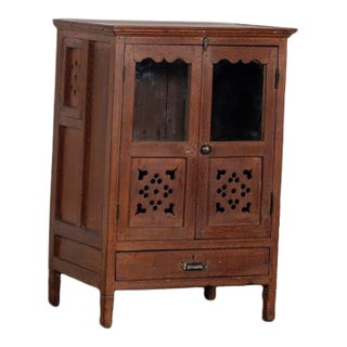 Vintage Indian Teakwood Small Cabinet/Bookcase For Sale