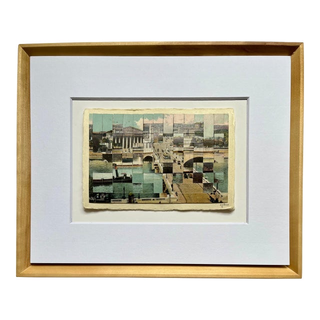 Paris - L Pont De La Concorde - Unique Cut and Woven Vintage Photo Postcards, Framed For Sale