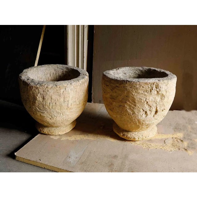 Antique French Urns - Hand Carved Limestone - A Pair For Sale - Image 11 of 11