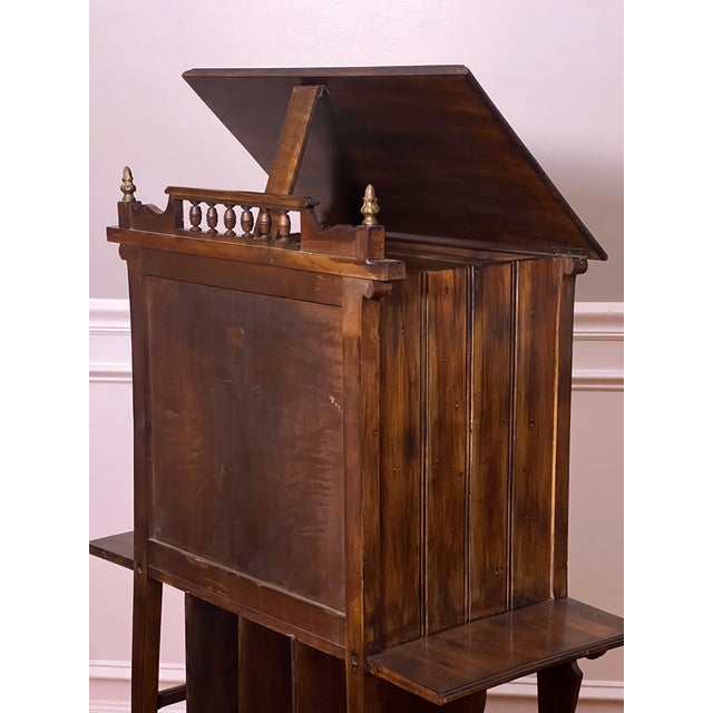 Art Nouveau Walnut Display or Music Cabinet With Beveled Glass and Easel Stand, C. 1910s For Sale - Image 12 of 17